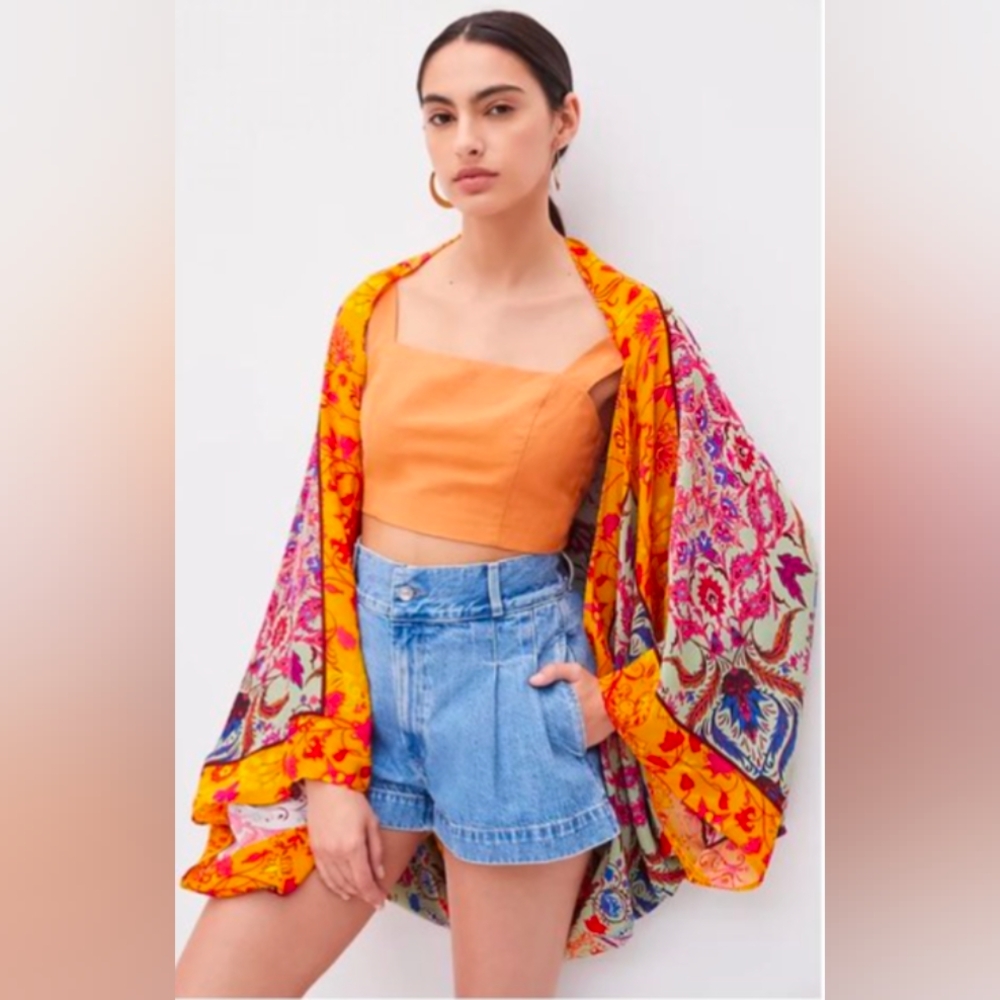 ANTHROPOLOGIE Multi Floral Cocoon Kimono